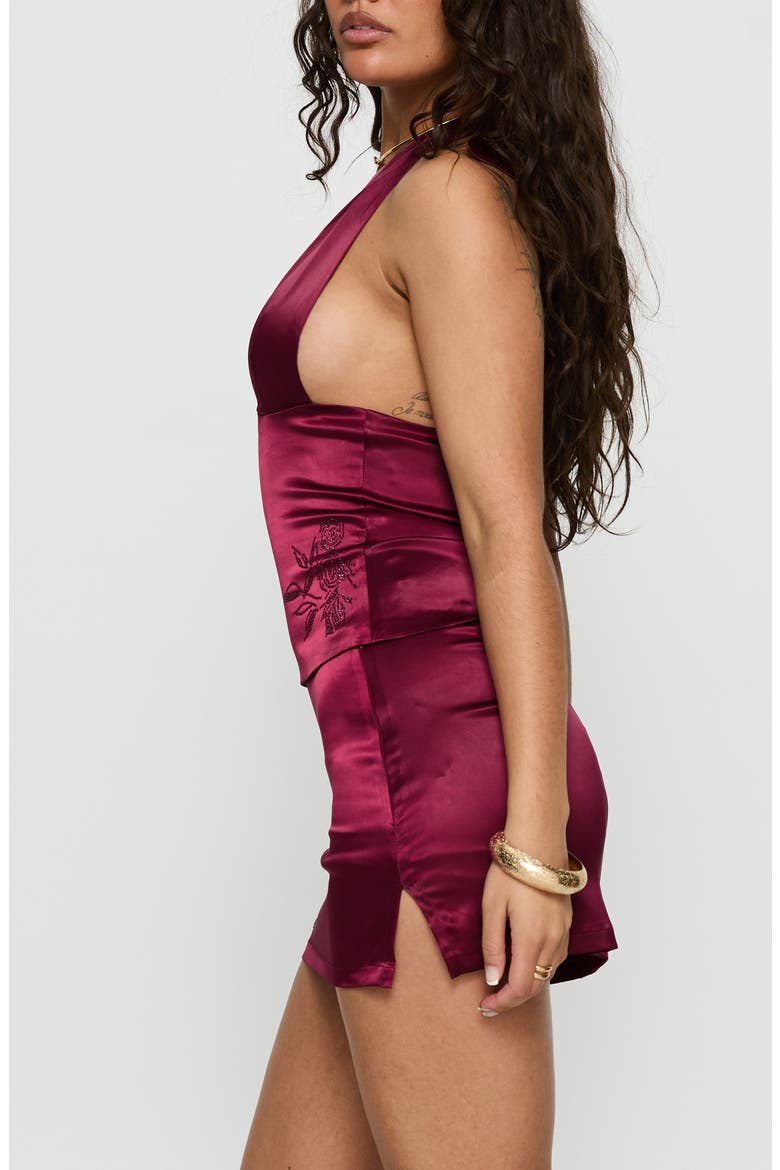 Hotstone Plunge Neck Halter Top, Alternate, color, BERRY