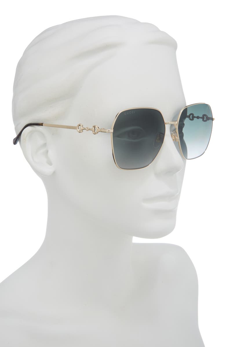 Gucci 60mm Square Sunglasses, Alternate, color, Gold Gold Grey