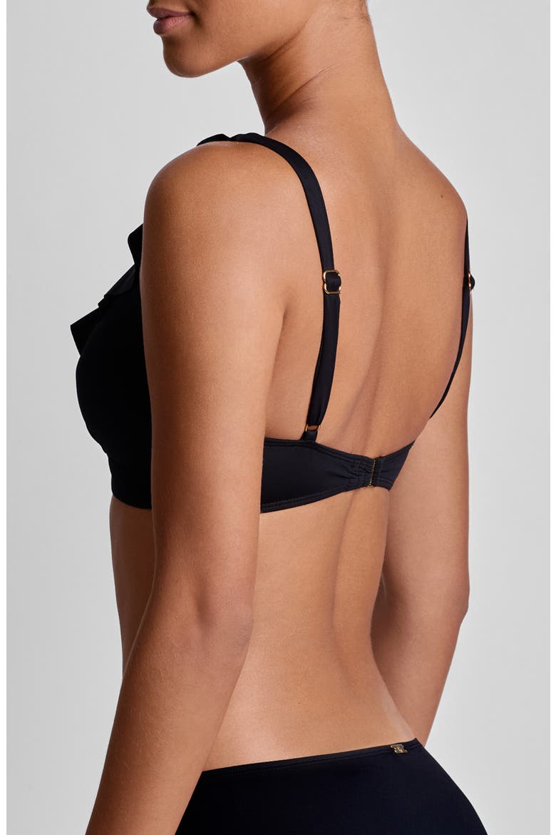 Ruffle Underwire Bikini Top, Alternate, color, BLACK