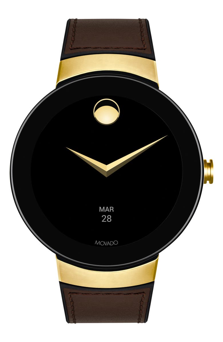 Movado Connect Silicone & Leather Strap Smart Watch, 44mm, Alternate, color, 