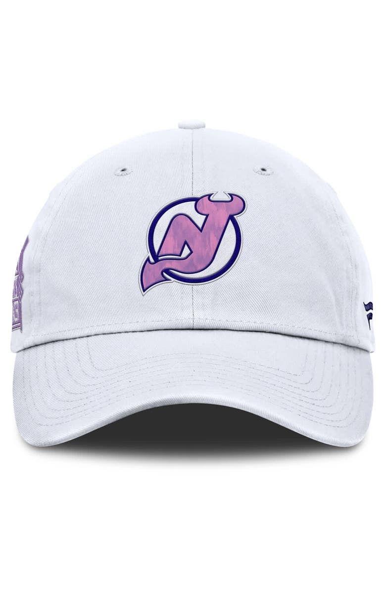 FANATICS Men's Fanatics  White New Jersey Devils Authentic Pro Hockey Fights Cancer Adjustable Hat, Alternate, color, White