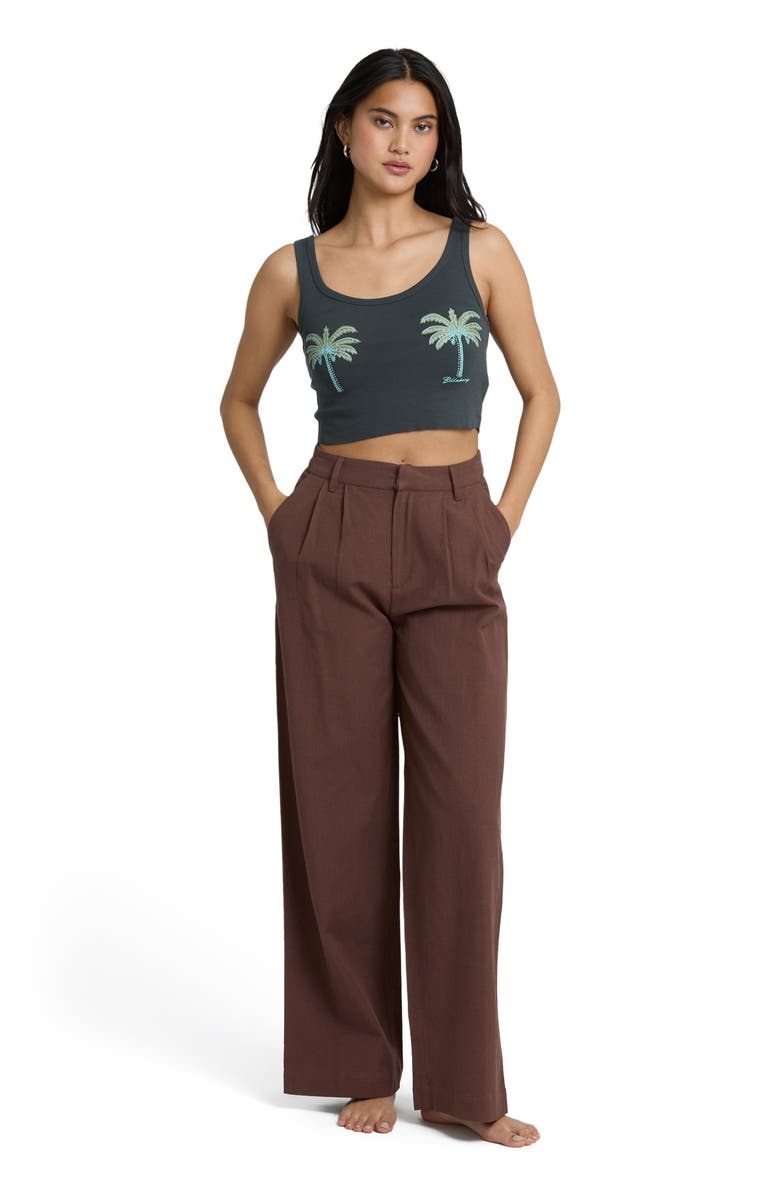 Billabong Vacation Crop Cotton Graphic Tank, Alternate, color, Off Black