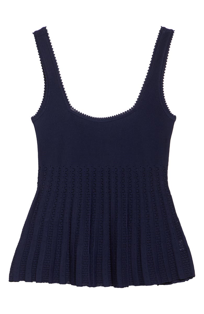 STAUD Ellen Mixed Stitch Pointelle Sweater Tank, Alternate, color, Navy