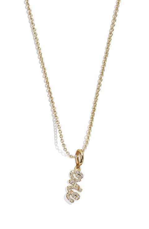 Mini Pavé Script Custom Pendant Necklace