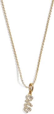 BaubleBar Mini Pavé Script Custom Pendant Necklace