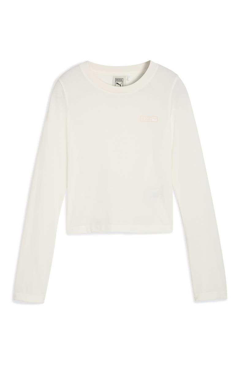PUMA x Rosé Slim Fit Long Sleeve Crop T-Shirt, Alternate, color, Warm White