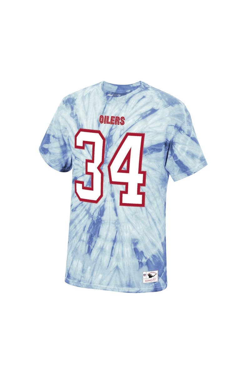 Mitchell & Ness Men's Mitchell & Ness Earl Campbell Light Blue Houston Oilers Tie-Dye Retired Player Name & Number T-Shirt, Alternate, color, 