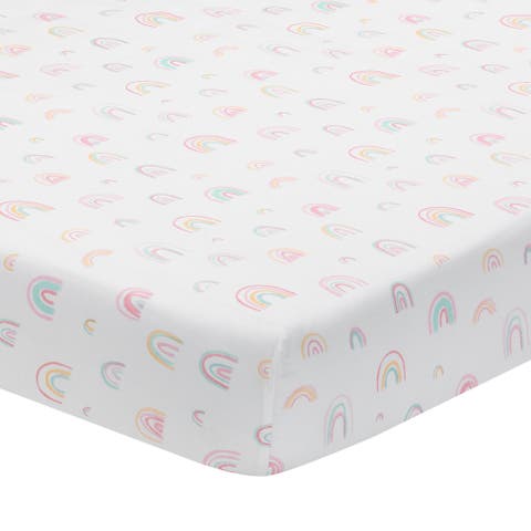 Watercolor Pastel Rainbow 100% Cotton Baby Fitted Crib Sheet