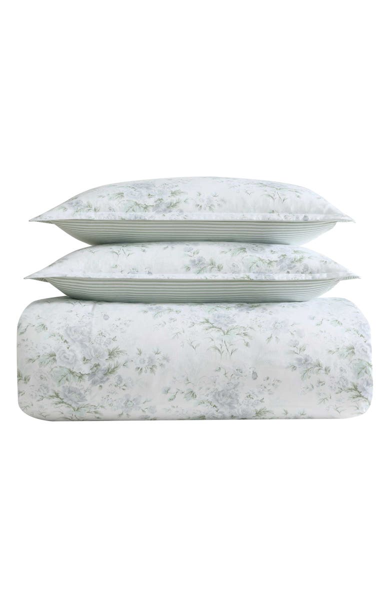 Laura Ashley Arundel Cotton Sateen Comforter Set, Main, color, Light Pastel Grey