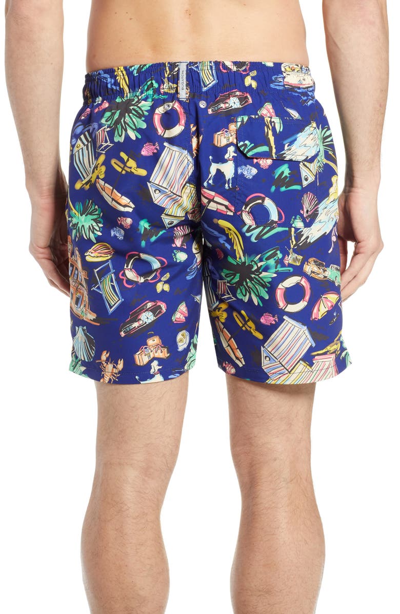 Bugatchi Print Swim Trunks, Alternate, color,