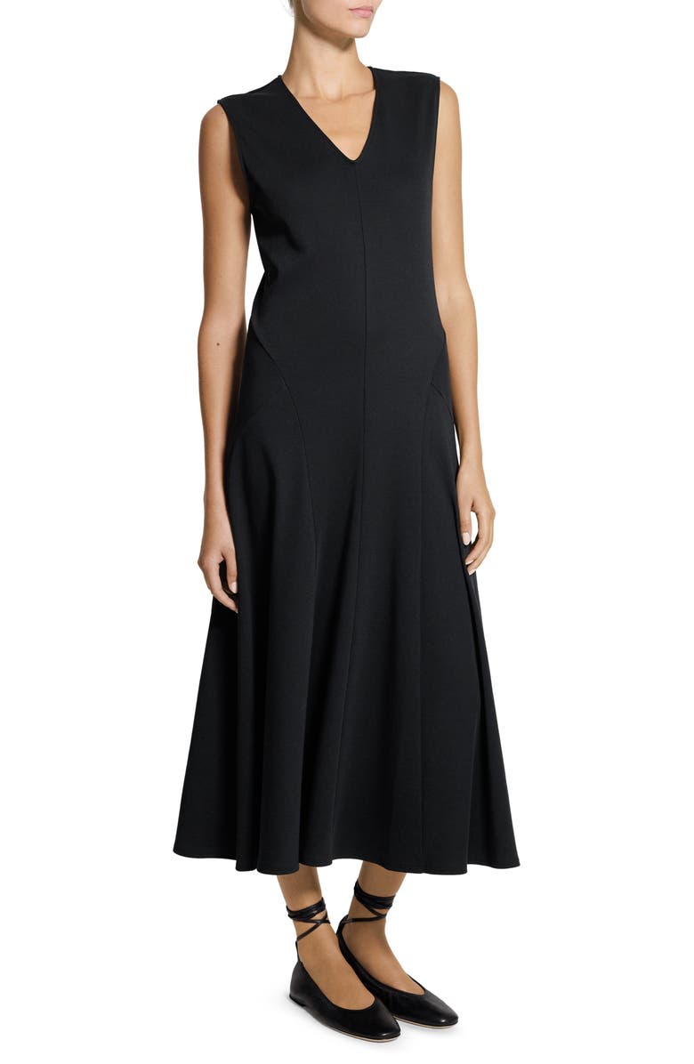 Theory V-Neck Sleeveless Cotton Midi Dress, Alternate, color,