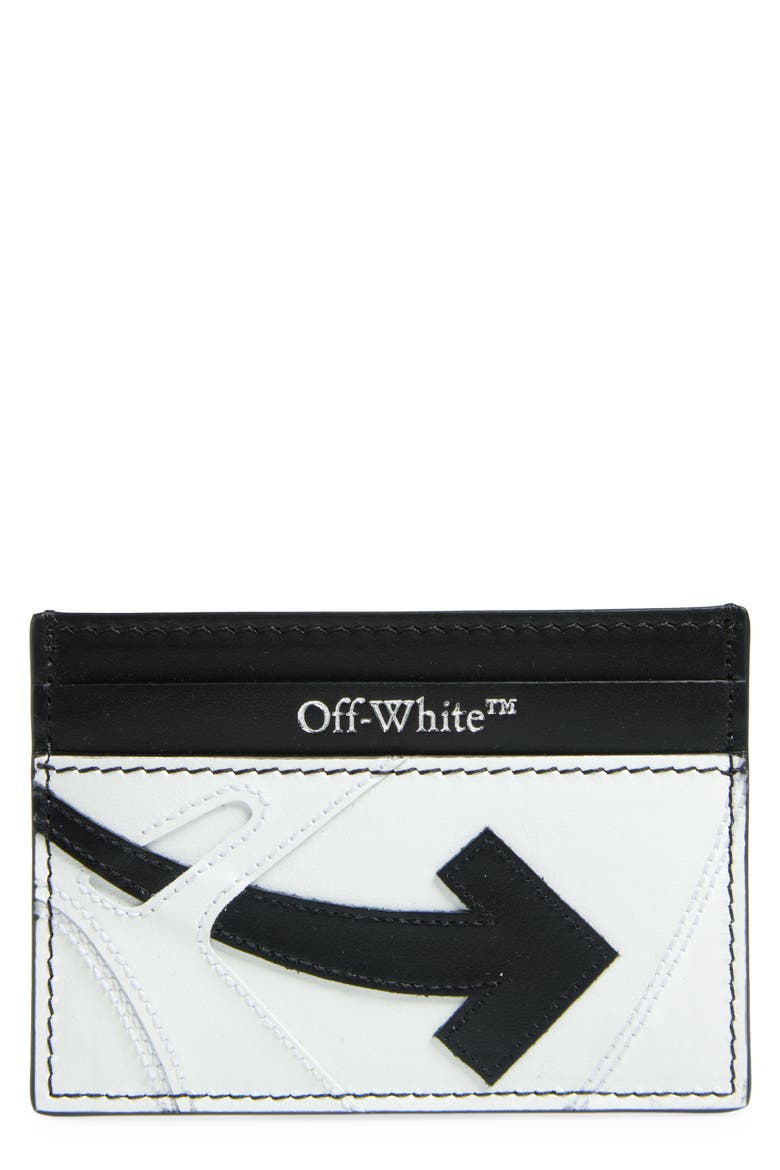 Out of Office Leather Card Case, Main, color, BLACK - WHITE