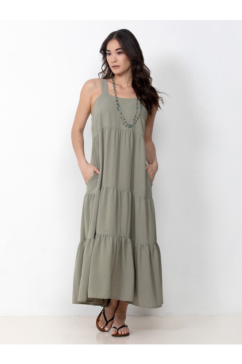 Tiered Maxi Dress, Alternate, color, Khaki Green