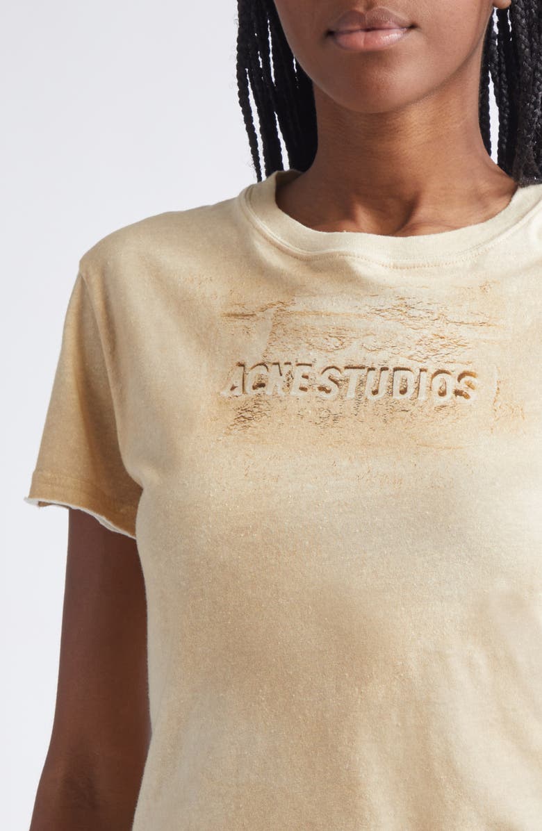 Acne Studios Etza Sand Trompe l'Oeil Cotton T-Shirt, Alternate, color, Sand Beige