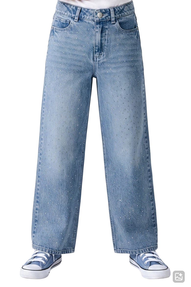 Kids' Mia Studded Wide Leg Jeans, Alternate, color, BLEACH WASH