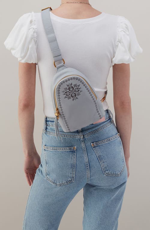 Hobo Fern Leather Sling Bag In Blue Pearl