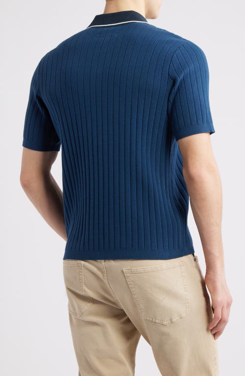 Rag & Bone Sanford Rib Johnny Collar Polo In Blue