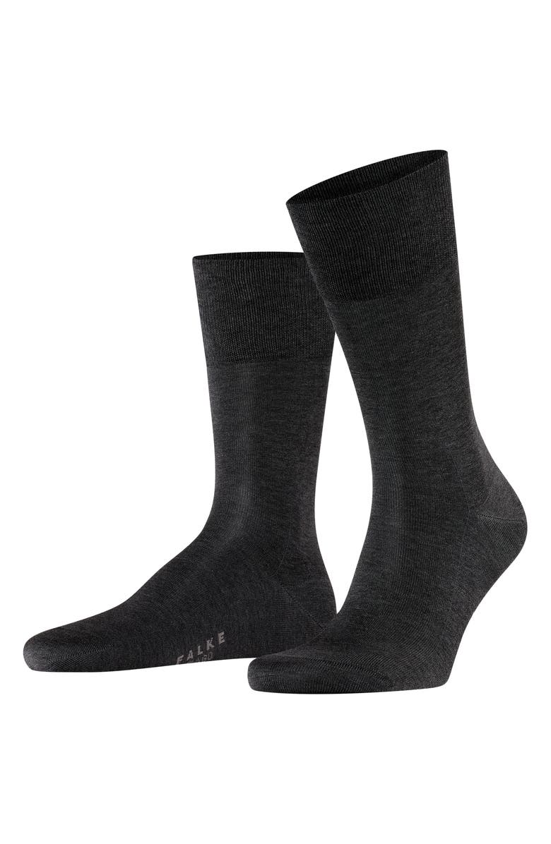 Falke Tiago Cotton Dress Socks, Main, color, Anthracite Mel