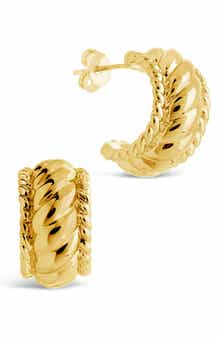 Sterling Forever Kalina Quilted Huggie Hoop Earrings