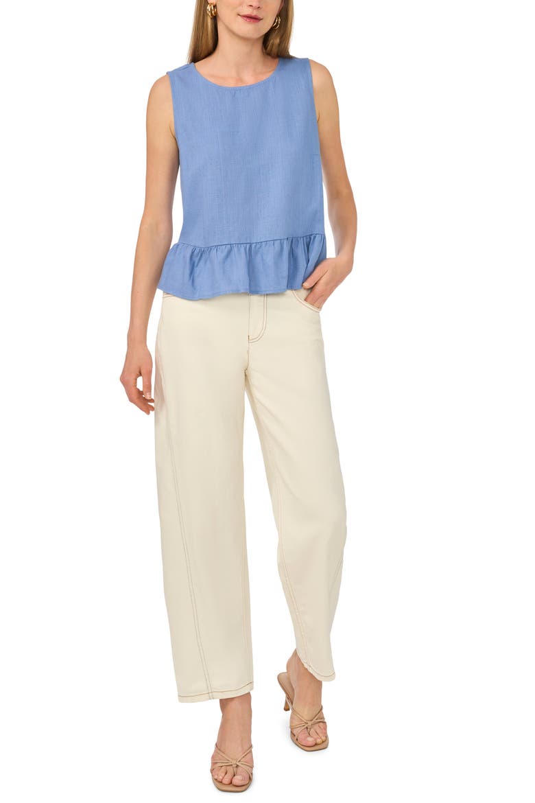Sleeveless Peplum Top, Alternate, color, CADET BLUE
