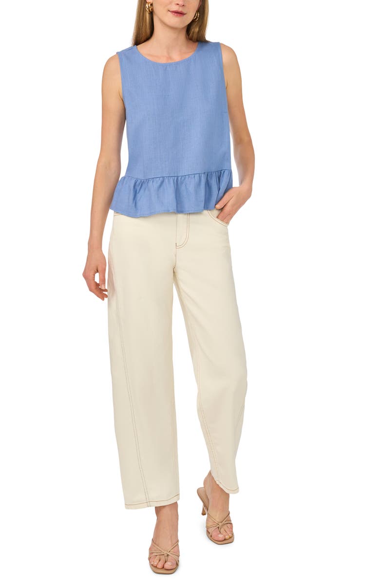 Vince Camuto Sleeveless Peplum Top, Alternate, color, Cadet Blue