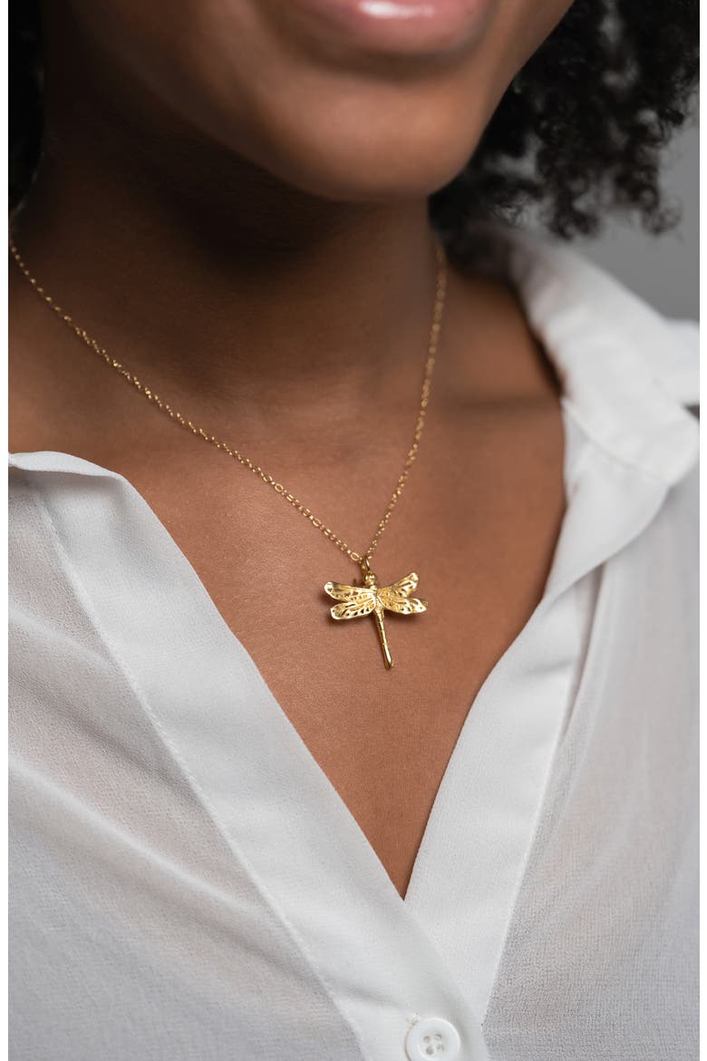 Mallory Dragonfly Pendant Necklace, Alternate, color, GOLD