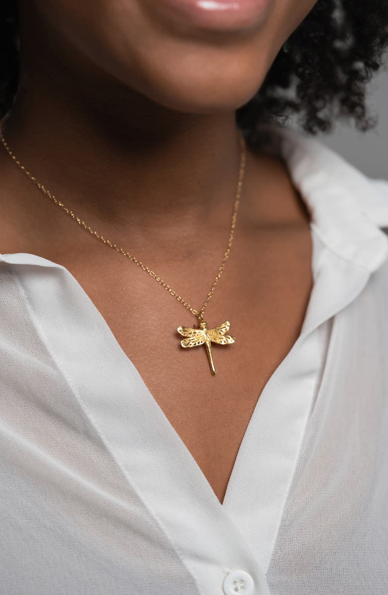 Kiara by Ki-Ele Mallory Dragonfly Pendant Necklace, Alternate, color, Gold