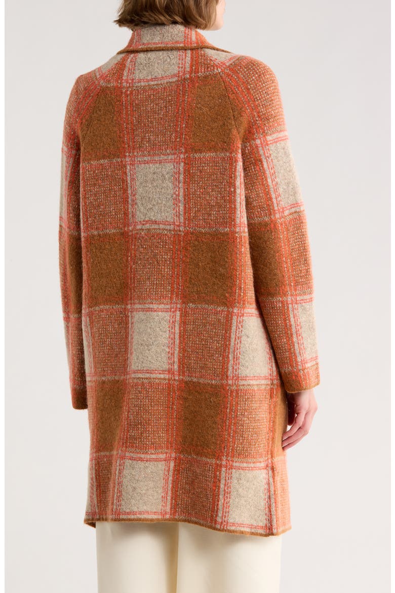 Plaid Longline Cardigan, Alternate, color, ORANGE