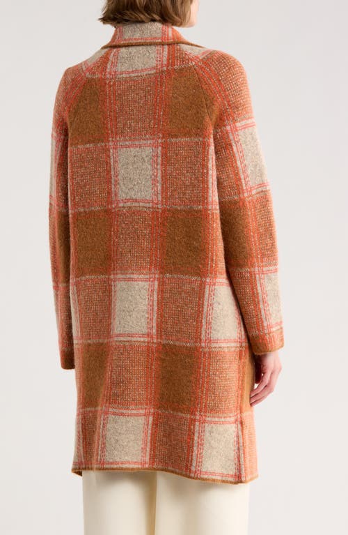Love Token Plaid Longline Cardigan In Orange