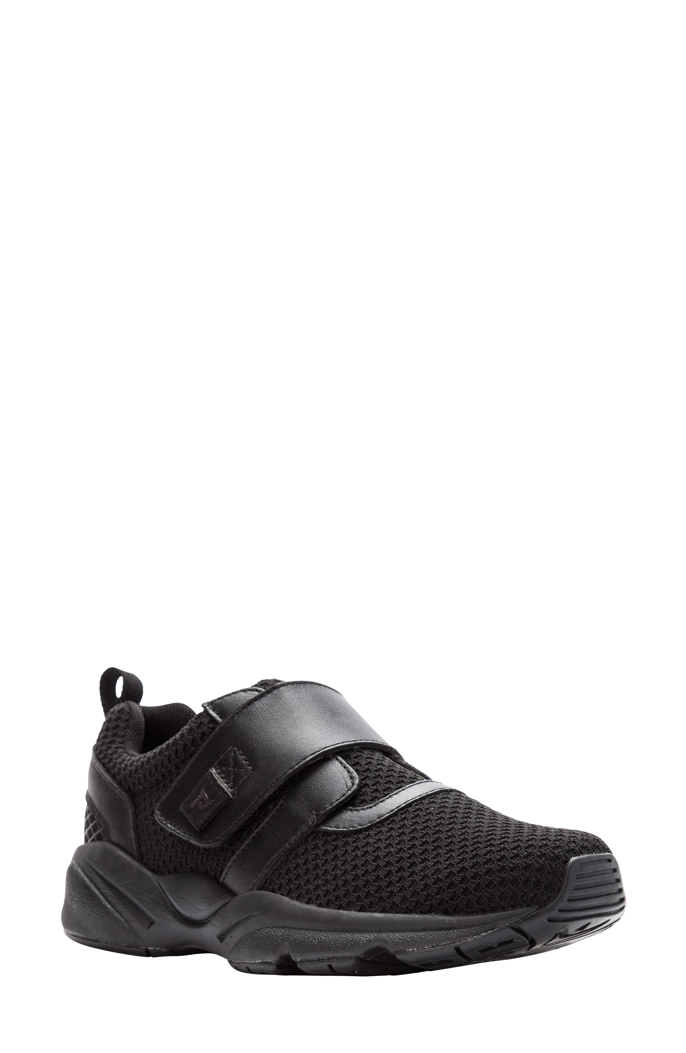Propét Stability X Strap Sneaker, Main, color, Black Fabric