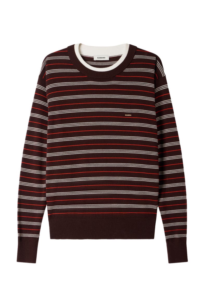 Striped wool sweater, Alternate, color, Brown