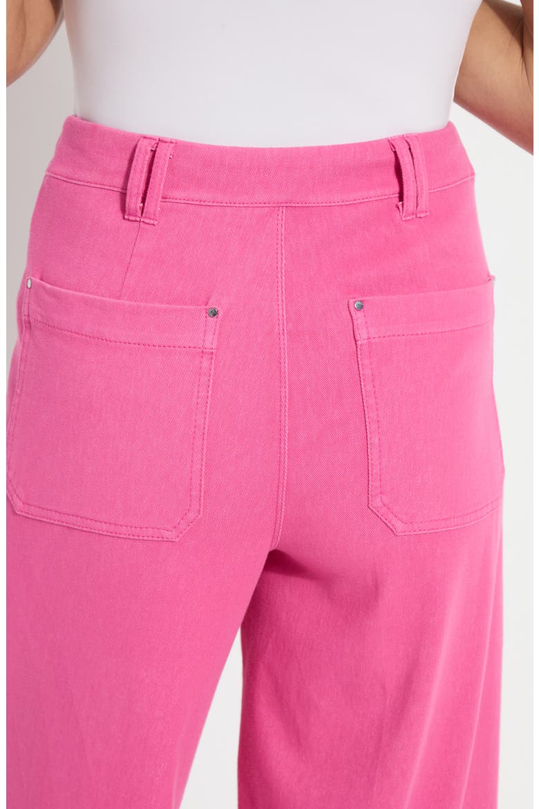 Erin Pintuck Raw Hem Pull-On Wide Leg Pants, Alternate, color, HOT PINK