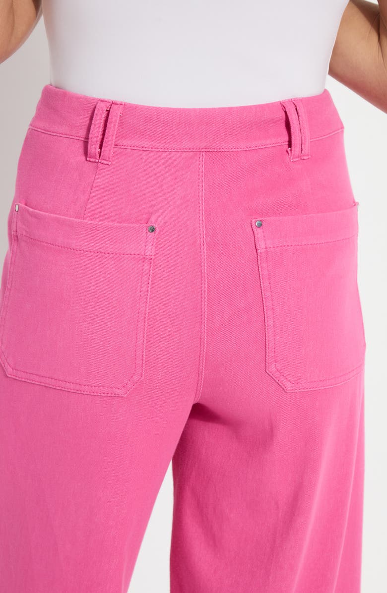 Lysse Erin Pintuck Raw Hem Pull-On Wide Leg Pants, Alternate, color, Hot Pink