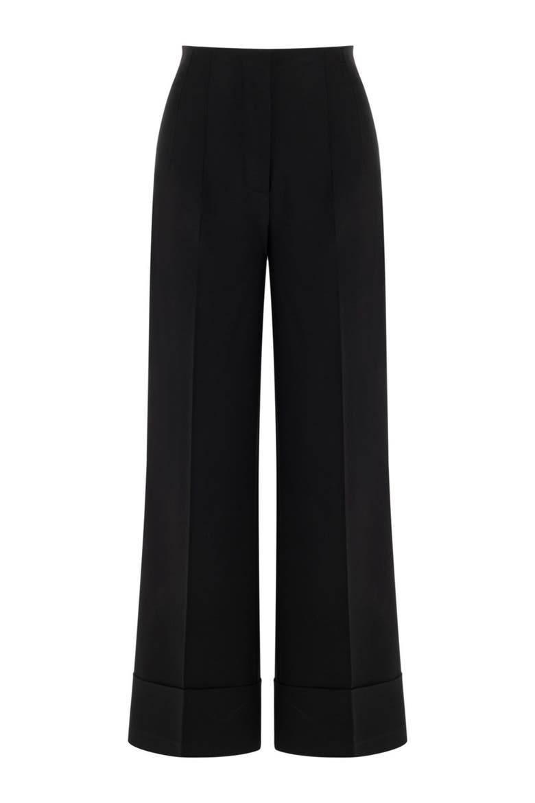 High-Waist Flowy Palazzo Pants, Alternate, color, Black