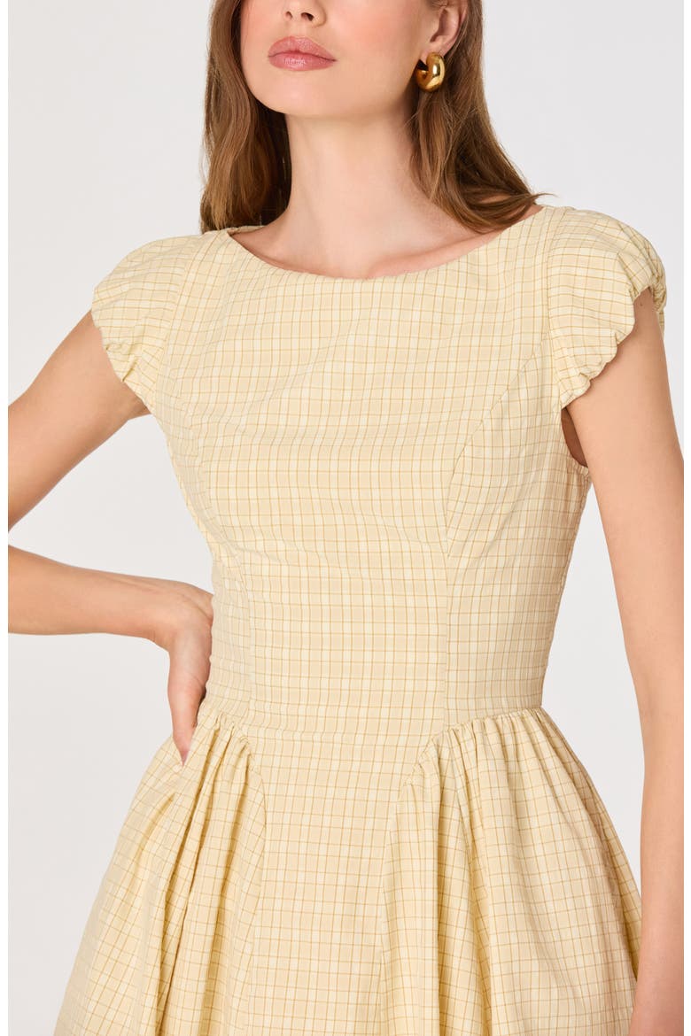 Emalee Check Print A-Line Dress, Alternate, color, BUTTER YELLOW PLAID