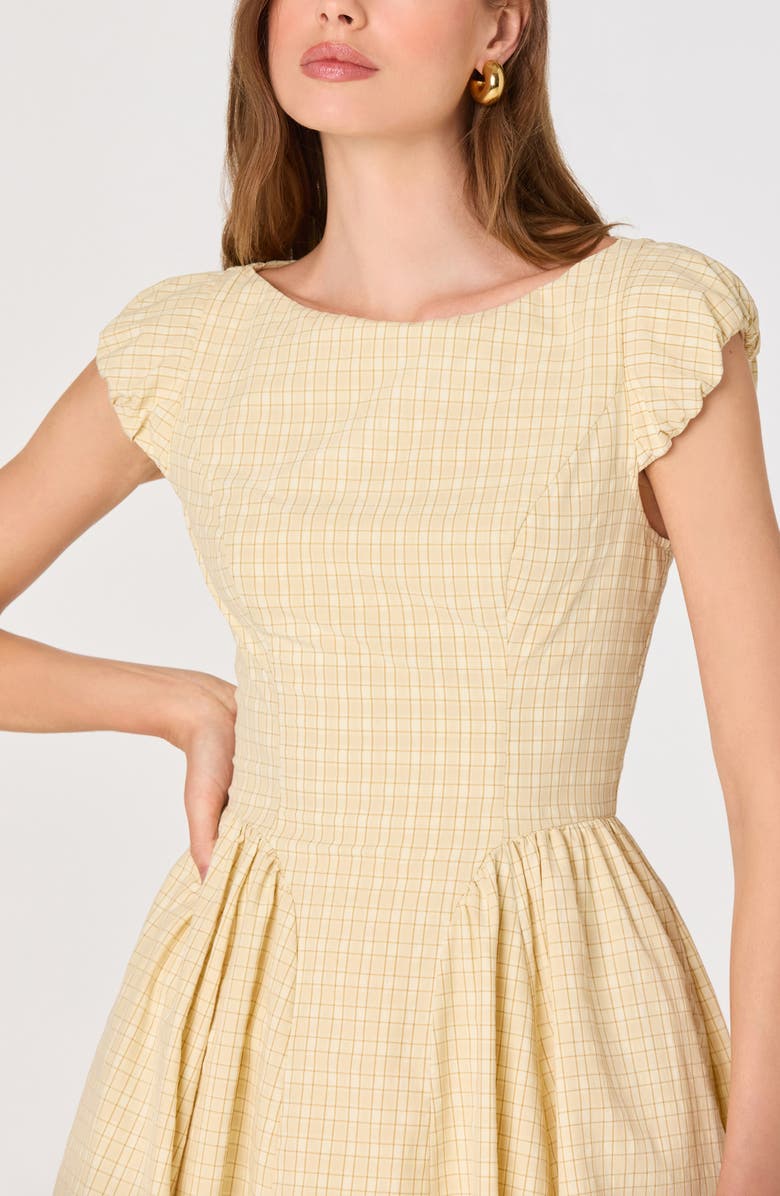 ASTR the Label Emalee Check Print A-Line Dress, Alternate, color, Butter Yellow Plaid