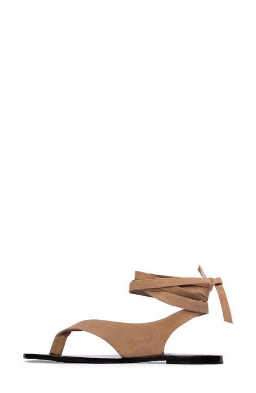 Black Suede Studio Tres Ankle Wrap Sandal In Sand Suede