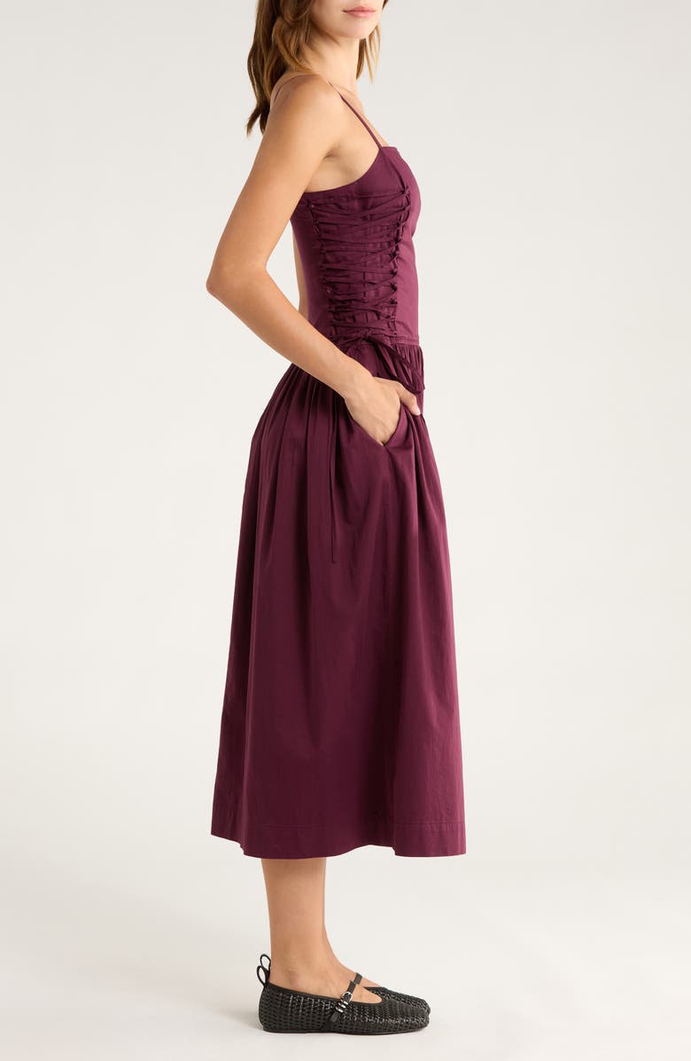 Damson Madder Angelina Organic Cotton Sateen Dress, Alternate, color, Fig