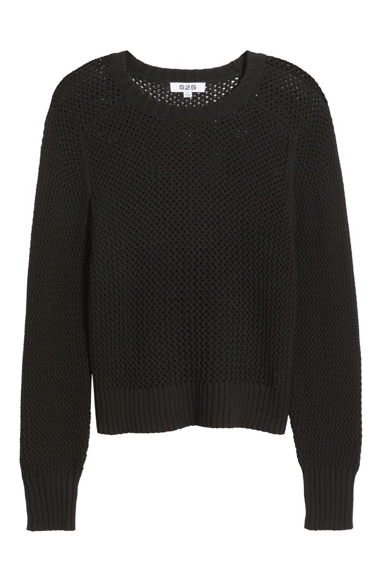 525 america Margot Openwork Cotton Mesh Sweater, Alternate, color, Black