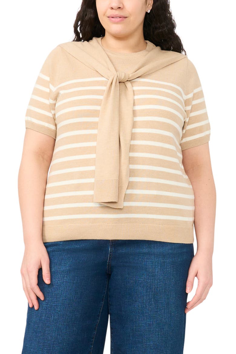 Shoulder Wrap Short Sleeve Sweater, Main, color, MALTED TAUPE