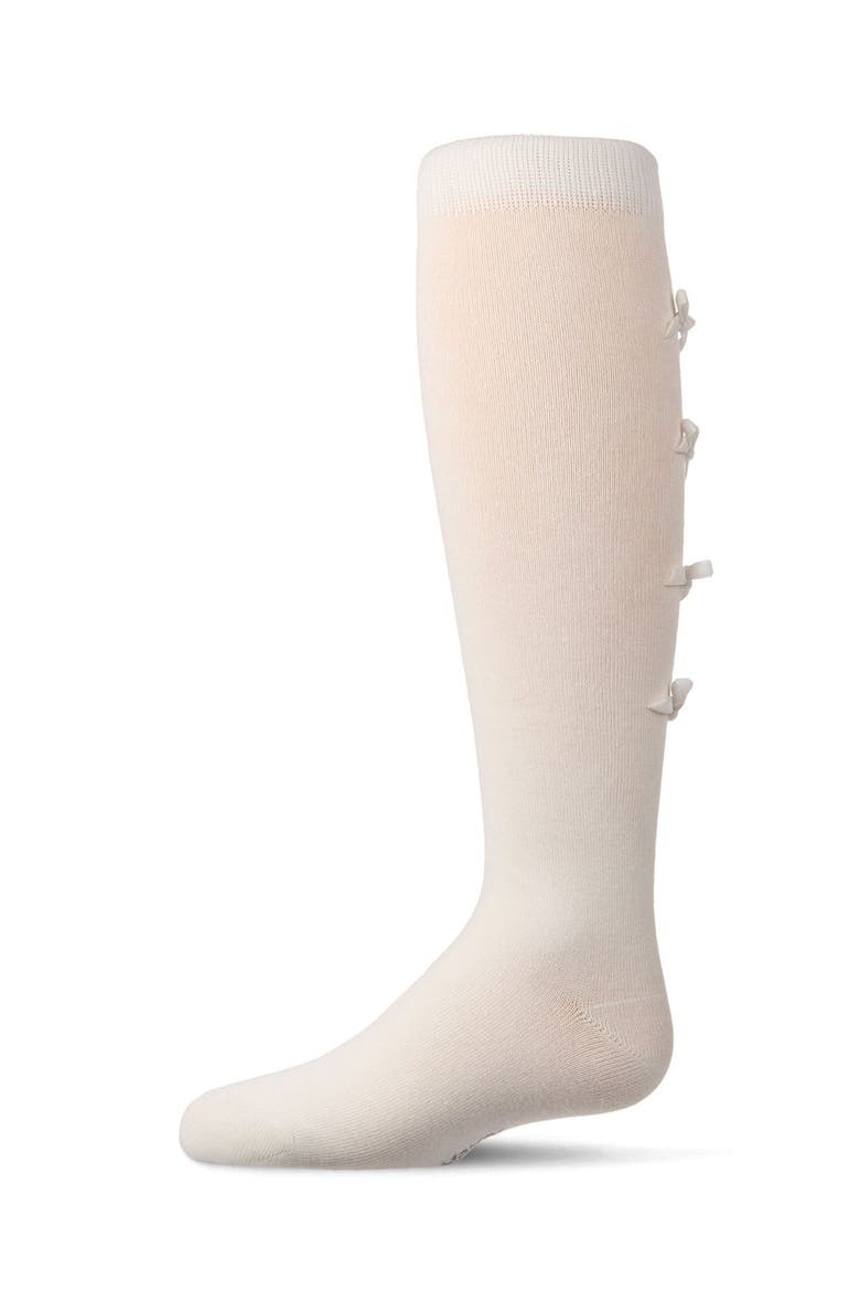 Back Bow Trimmed Knee Sock, Main, color, Winter White