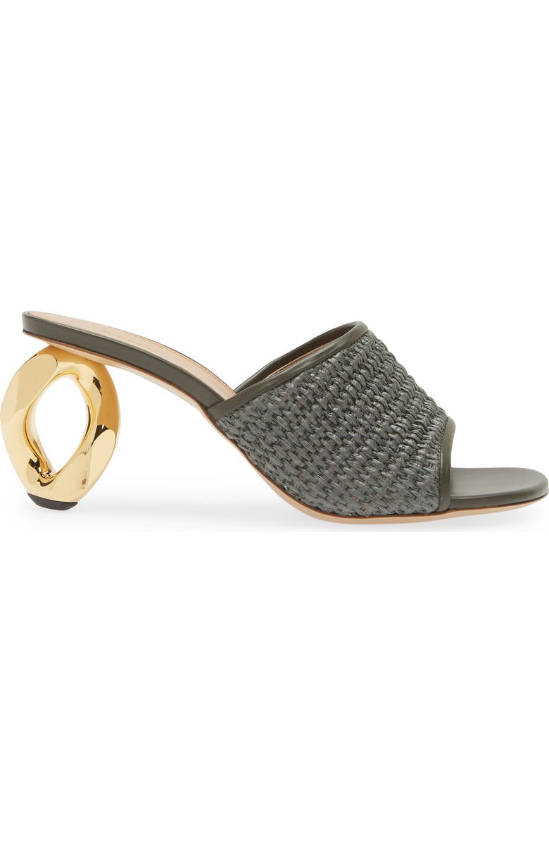 JW Anderson Chain Heel Raffia Slide Sandal, Alternate, color,
