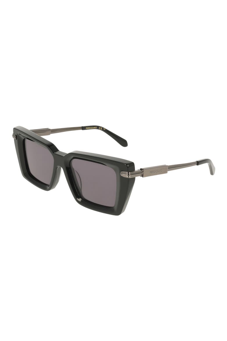 52mm Rectangular Sunglasses, Alternate, color, BLACK