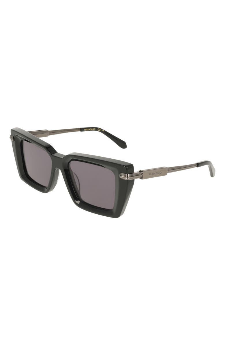 FERRAGAMO 52mm Rectangular Sunglasses, Alternate, color, Black