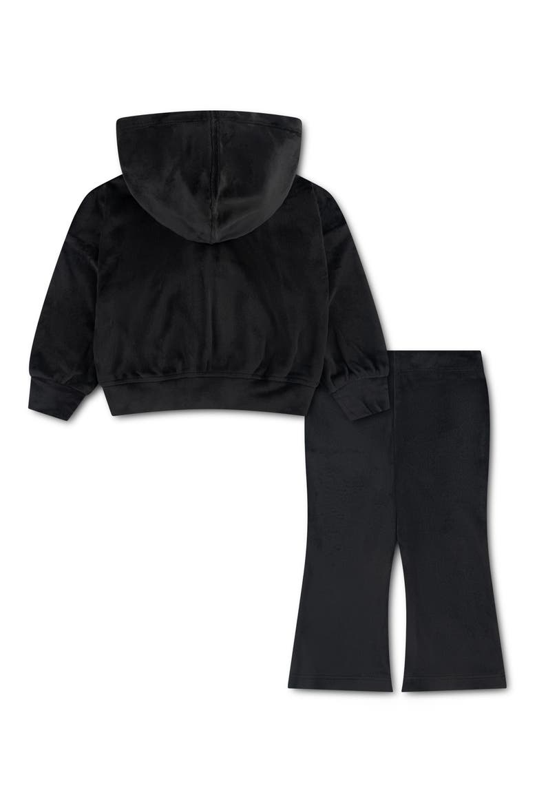 Velour Hoodie & Flare Leggings Set, Alternate, color, BLACK