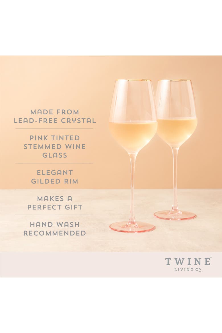 Rose Crystal White Wine Glasses Set of 2, Alternate, color, ROSE