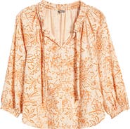 Wit & Wisdom Floral Cotton Peasant Top