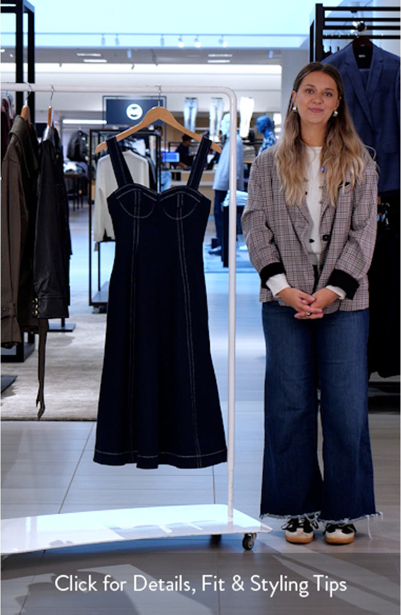 Rey Bustier Bodice Denim Midi Dress, sales video thumbnail