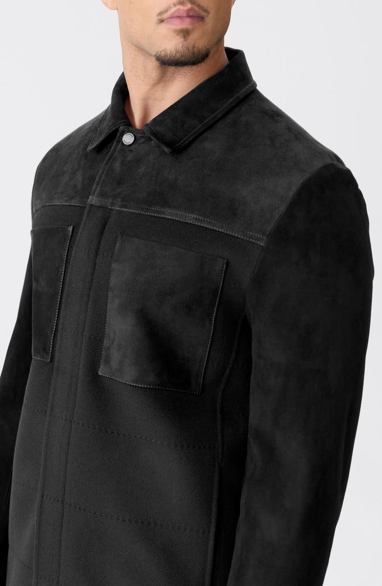 Mackage Wylder Mixed Media Shirt Jacket, Alternate, color, Black-Black