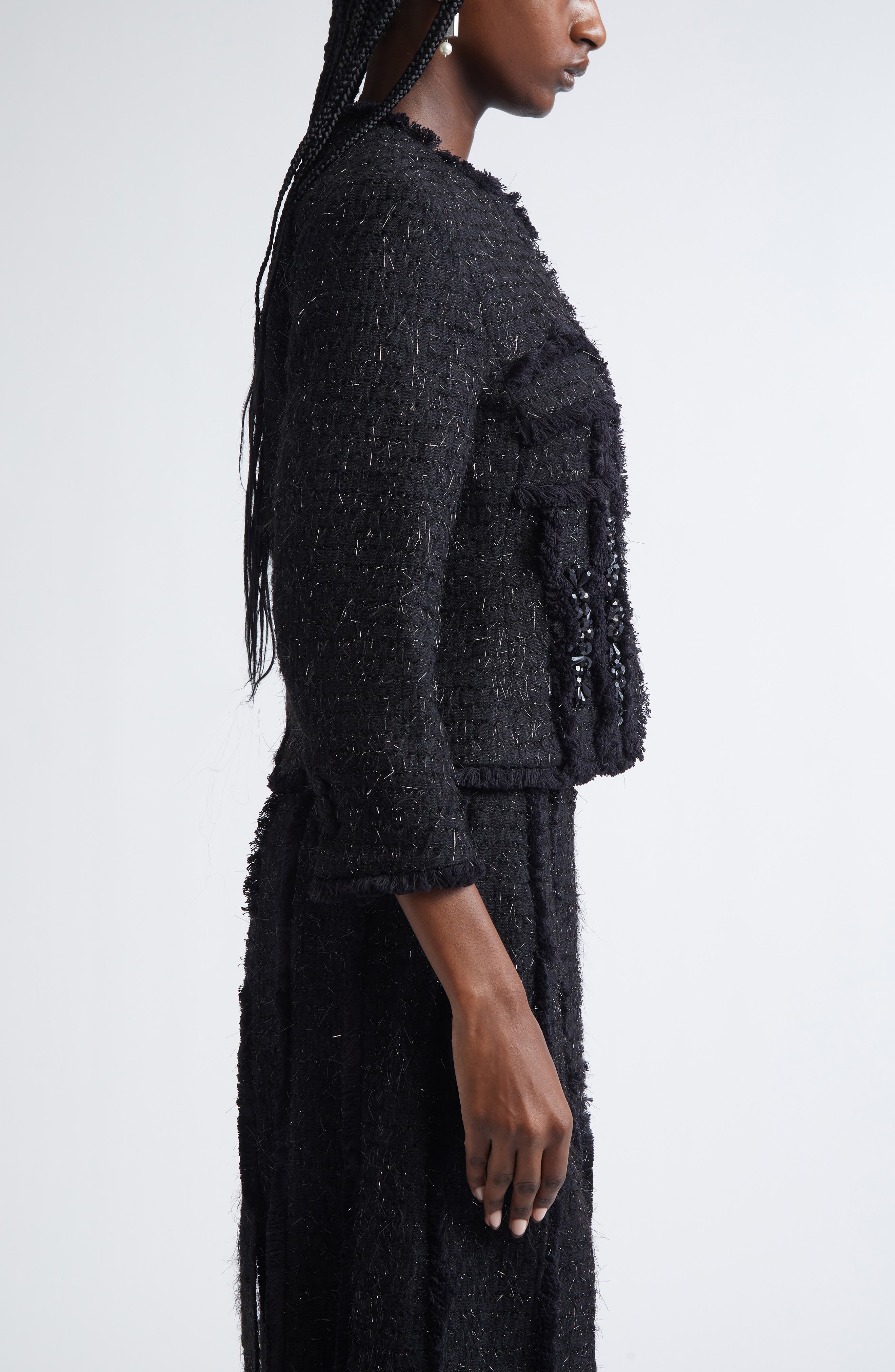 Simone Rocha Frayed Sculpted Bust Jacket (Women) | Nordstrom